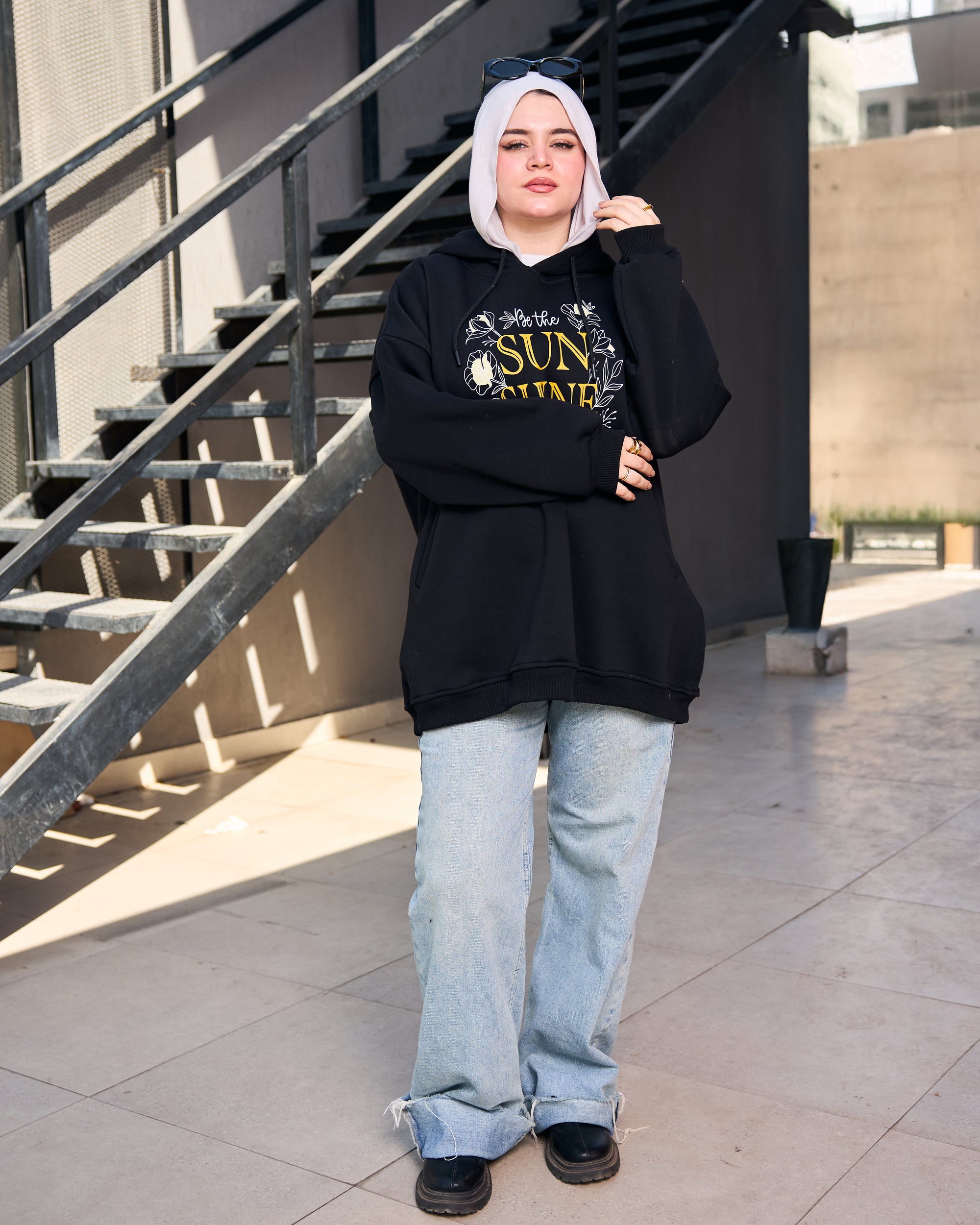 Loose fit hoodie - black