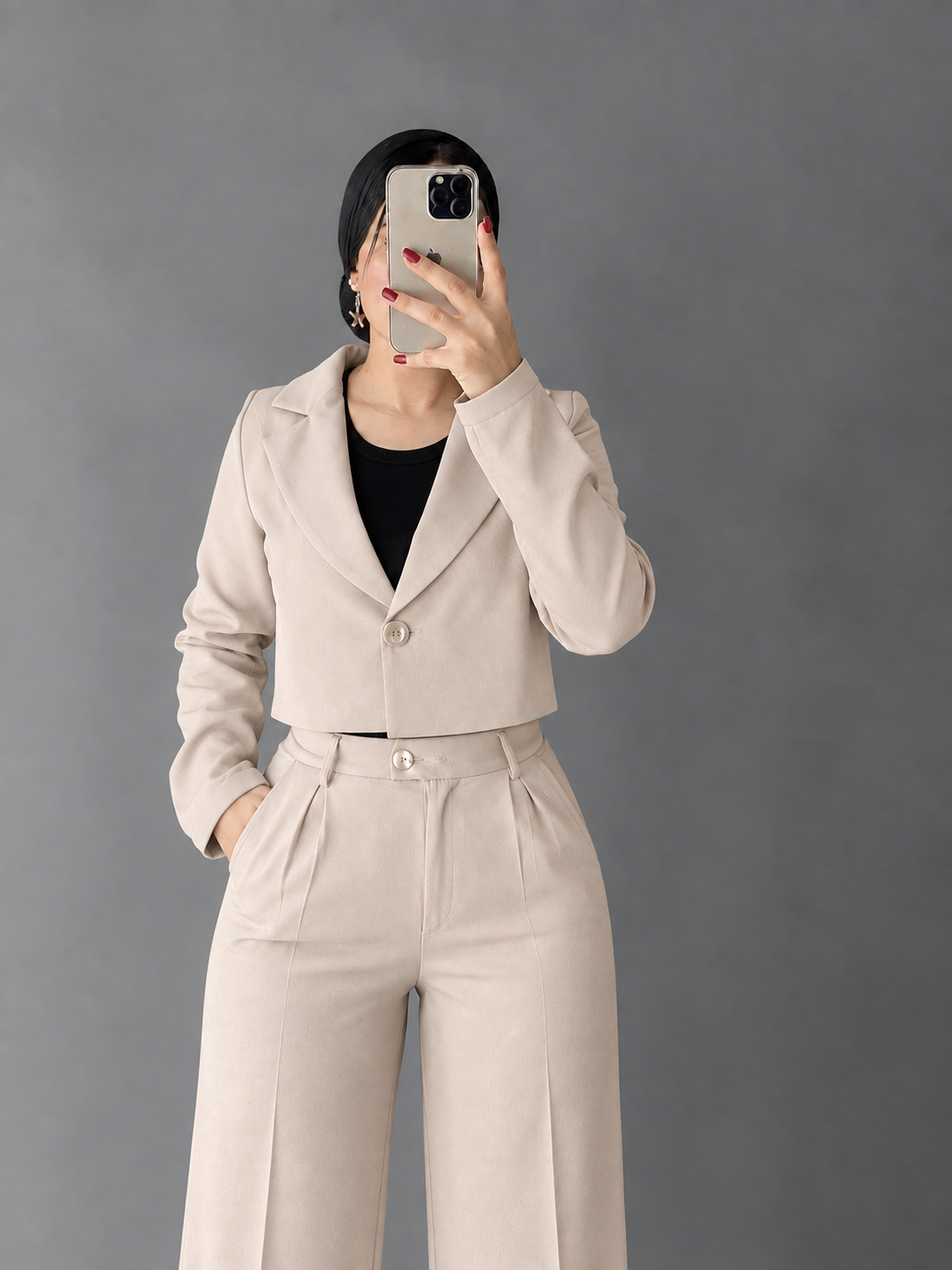 Crop Blazer - Beige
