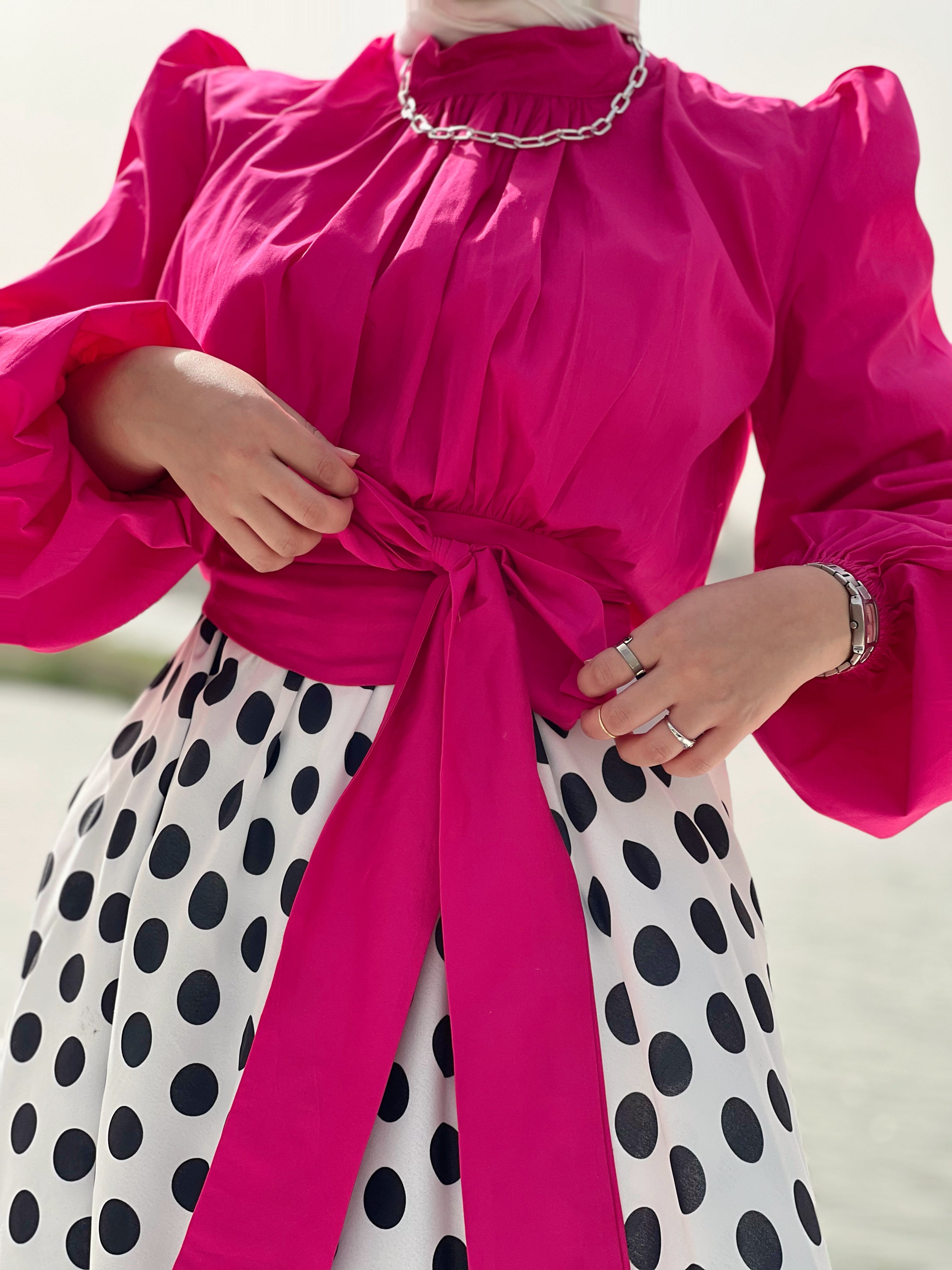 Poplin blouse-hot pink