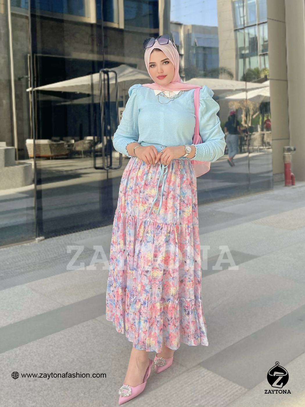 Tulip Skirt Chiffon - Baby Blue