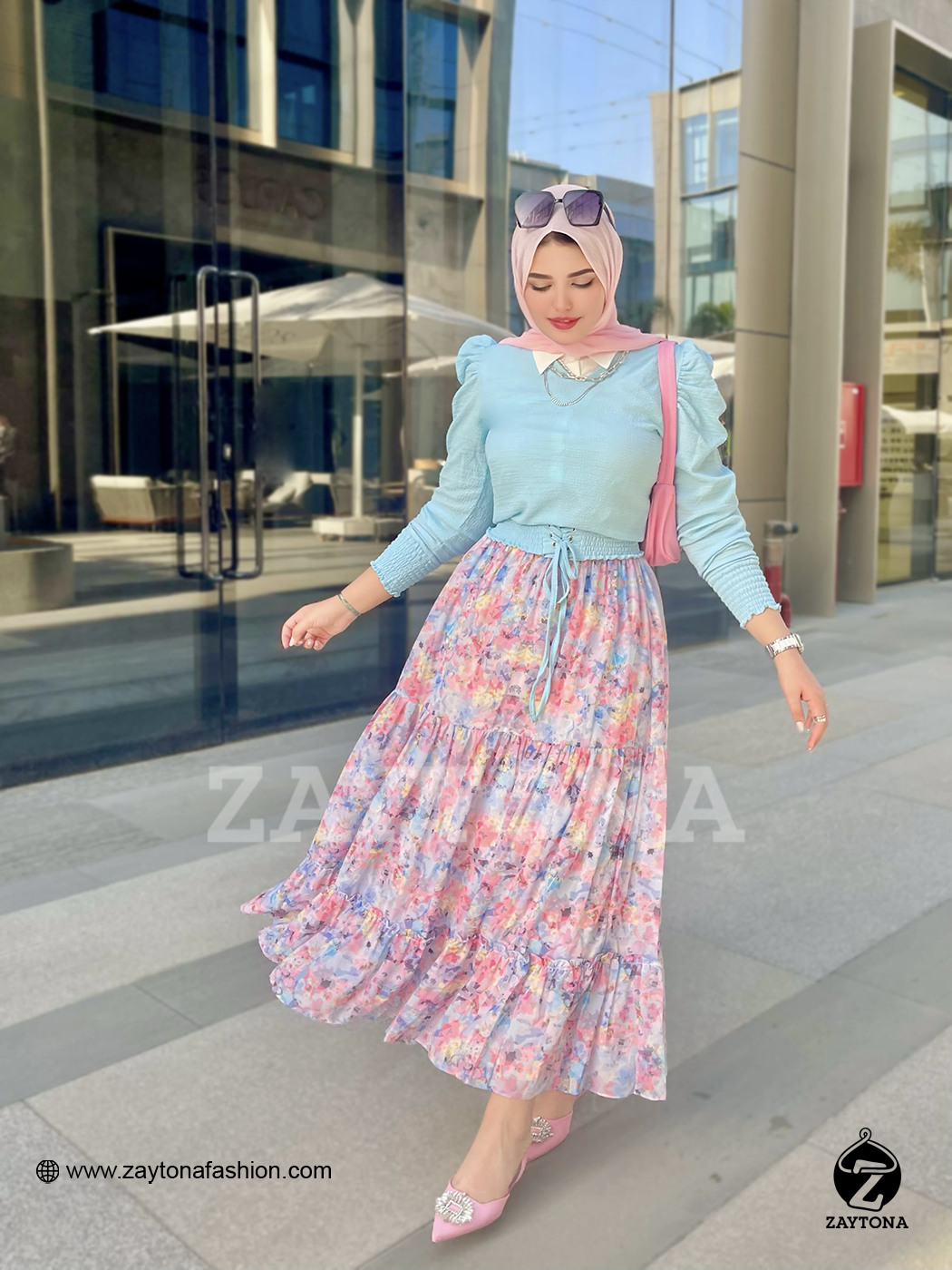 Tulip Skirt Chiffon - Baby Blue