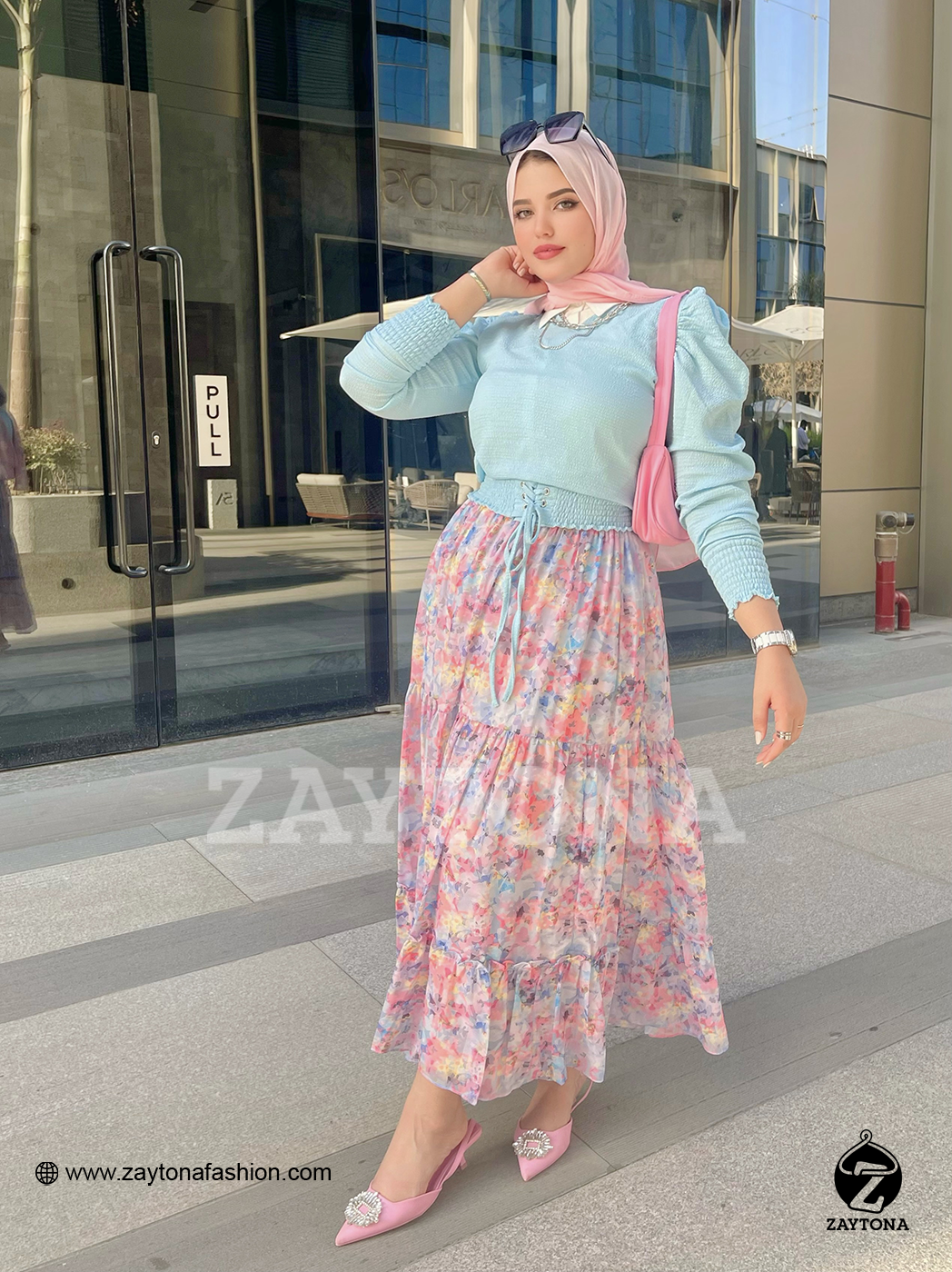 Tulip Skirt Chiffon - Baby Blue